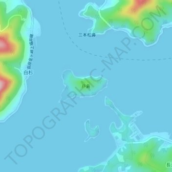 Topografische Karte Toshima Island, Höhe, Relief