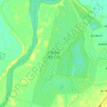 Topografische Karte 济西国家湿地公园, Höhe, Relief
