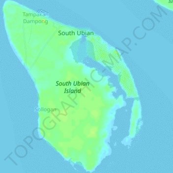 Topografische Karte South Ubian Island, Höhe, Relief