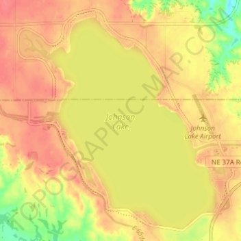 Topografische Karte Johnson Lake, Höhe, Relief