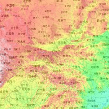 Topografische Karte 秦岭, Höhe, Relief