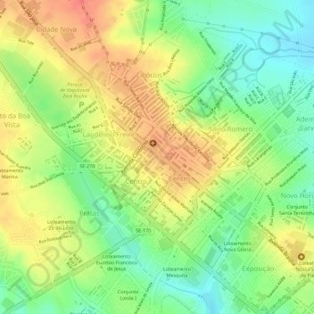 Topografische Karte Praça Artur Gomes, Höhe, Relief