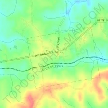Topografische Karte Fruithurst, Höhe, Relief