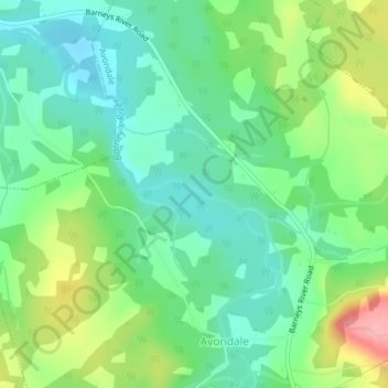 Topografische Karte Barneys River, Höhe, Relief