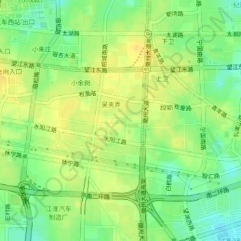 Topografische Karte 中心花园, Höhe, Relief