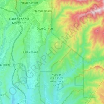 Topografische Karte Bell Canyon, Höhe, Relief