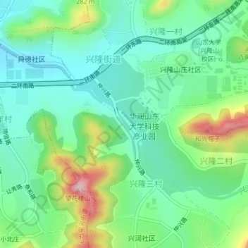 Topografische Karte 兴济河, Höhe, Relief