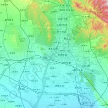 Topografische Karte 清水河, Höhe, Relief
