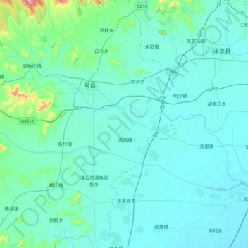 Topografische Karte 北易水, Höhe, Relief