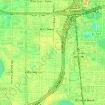 Topografische Karte Grand Avenue Park, Höhe, Relief