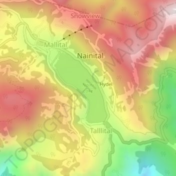 Topografische Karte Naini Lake, Höhe, Relief