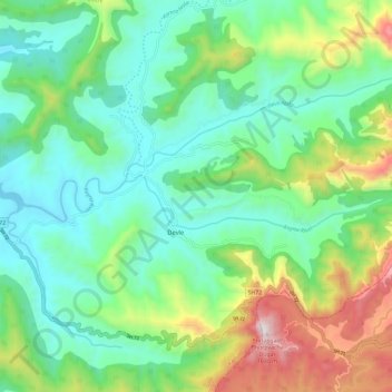 Topografische Karte Koyna River, Höhe, Relief