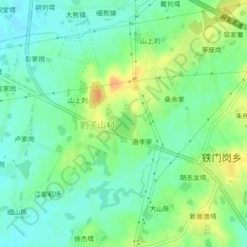 Topografische Karte 豹子山水库, Höhe, Relief