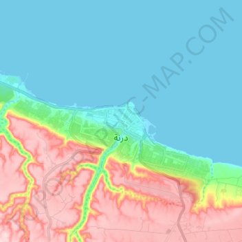 Topografische Karte Darnah, Höhe, Relief