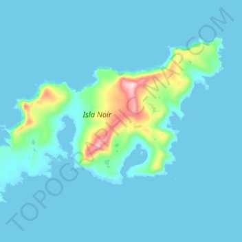 Topografische Karte Noir Island, Höhe, Relief