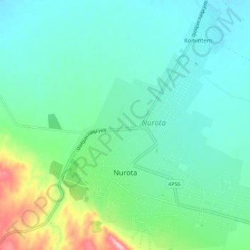 Topografische Karte Nurota, Höhe, Relief