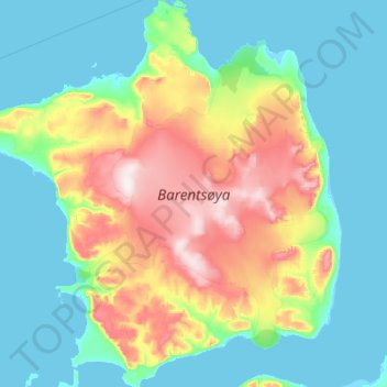 Topografische Karte Barentsinsel, Höhe, Relief