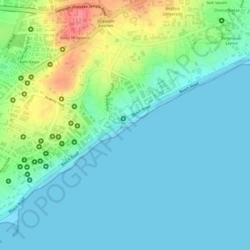 Topografische Karte Ramakrishna Beach, Höhe, Relief