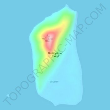 Topografische Karte Maningkulat Island, Höhe, Relief