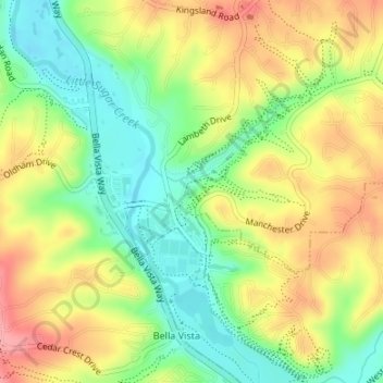 Topografische Karte Blowing Springs Bike & Fitness Park, Höhe, Relief