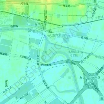 Topografische Karte 秦淮河, Höhe, Relief