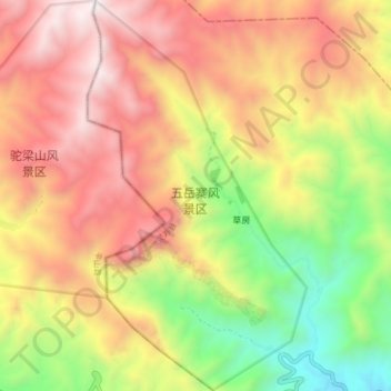 Topografische Karte 五岳寨风景区, Höhe, Relief
