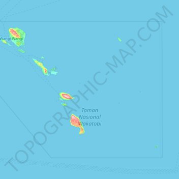 Topografische Karte Wakatobi National Park, Höhe, Relief