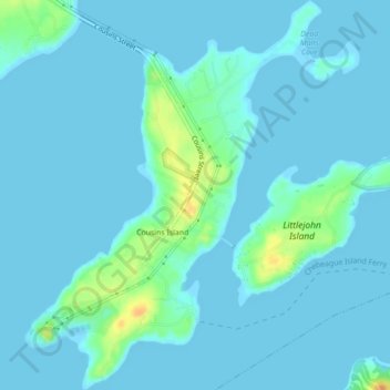 Topografische Karte Cousins Island, Höhe, Relief