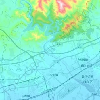 Topografische Karte 大石河, Höhe, Relief