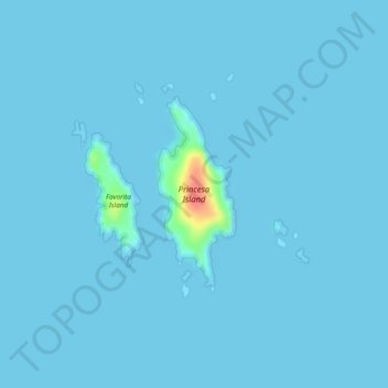 Topografische Karte Princesa Island, Höhe, Relief