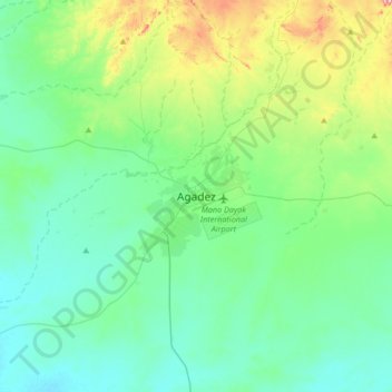 Topografische Karte Agadez, Höhe, Relief