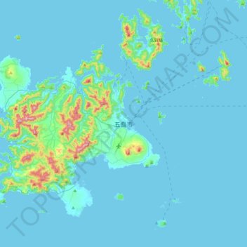 Topografische Karte Gotō, Höhe, Relief