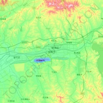 Topografische Karte Fushun, Höhe, Relief