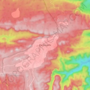 Topografische Karte Pachmarhi, Höhe, Relief