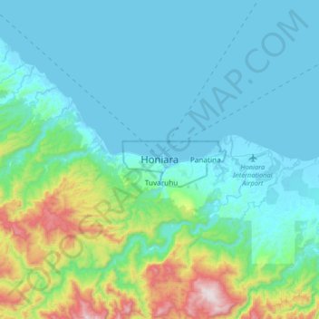 Topografische Karte Honiara, Höhe, Relief