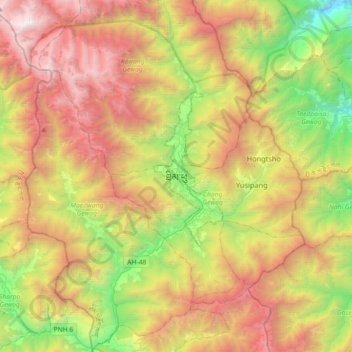 Topografische Karte Thimphu, Höhe, Relief
