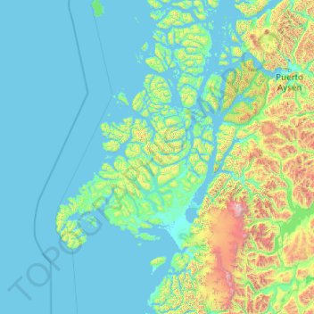 Topografische Karte Aysén, Höhe, Relief