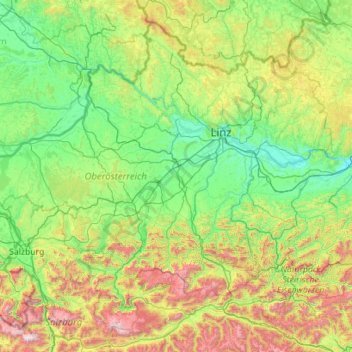 Topografische Karte Oberösterreich, Höhe, Relief