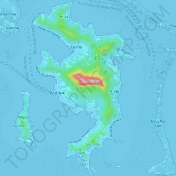 Topografische Karte Bora Bora Hohe Relief