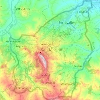 Topografische Karte San Marino Hohe Relief