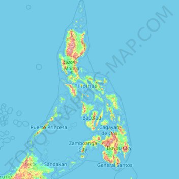 Topografische Karte Philippinen Hohe Relief