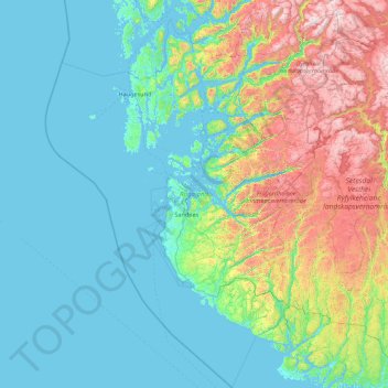 Topografische Karte Rogaland, Höhe, Relief