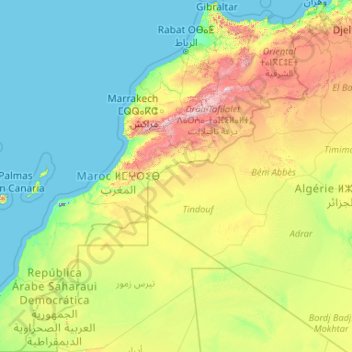 topographische karte marokko Topografische Karte Marokko Hohe Relief topographische karte marokko