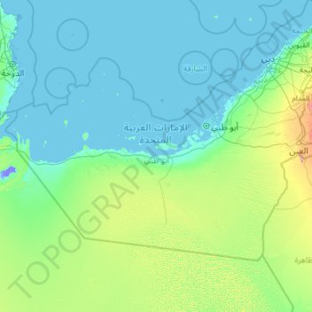 Topografische Karte Abu Dhabi, Höhe, Relief